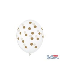 Balloons 30cm, Dots, Crystal Clear (1 pkt / 6 pc.)