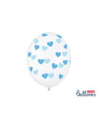 Balloons 30cm, Hearts, Crystal Clear (1 pkt / 6 pc.)