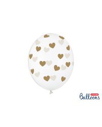 Balloons 30cm, Hearts, Crystal Clear (1 pkt / 6 pc.)