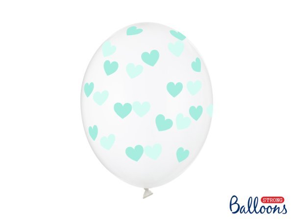 Balloons 30cm, Hearts, Crystal Clear (1 pkt / 50 pc.)