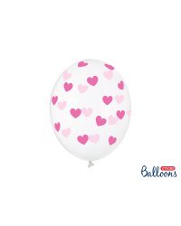 Balloons 30cm, Hearts, Crystal Clear (1 pkt / 50 pc.)