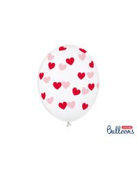 Balloons 30cm, Hearts, Crystal Clear (1 pkt / 6 pc.)