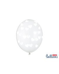 Balloons 30cm, Hearts, Crystal Clear (1 pkt / 6 pc.)