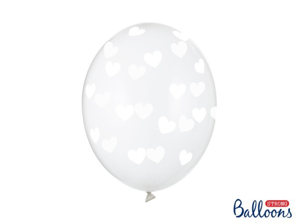 Balloons 30cm, Hearts, Crystal Clear (1 pkt / 50 pc.)