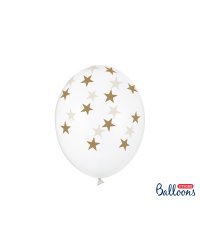 Balloons 30cm, Stars, Crystal Clear (1 pkt / 6 pc.)