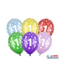 Balloons 30cm, 1st Birthday, Metallic Mix (1 pkt / 6 pc.)