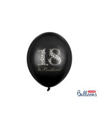 Balloons 30cm, 18 & Brilliant, Pastel Black (1 pkt / 6 pc.)