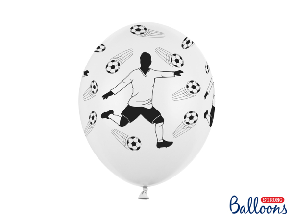 Balloons 30cm, Footballer and balls, Pastel Pure White (1 pkt / 50 pc.)