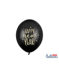 Balloons 30cm, Happy New Year, Pastel Black (1 pkt / 6 pc.)