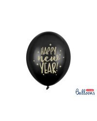 Balloons 30cm, Happy New Year, Pastel Black (1 pkt / 50 pc.)