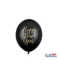 Balloons 30cm, Happy New Year, Pastel Black (1 pkt / 6 pc.)