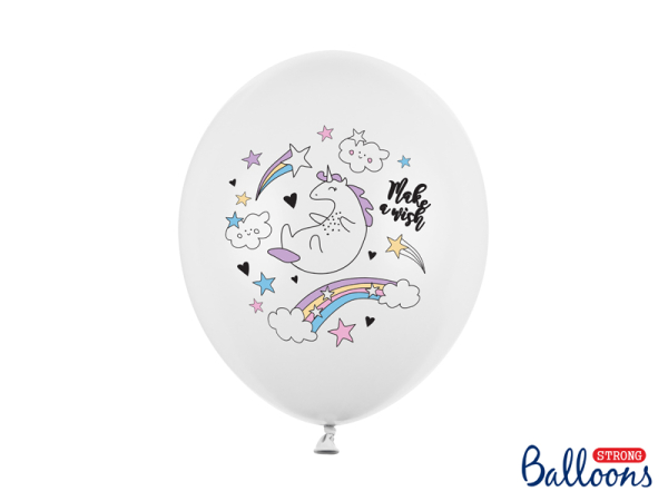 Balloons 30cm, Unicorn, Pastel Pure White (1 pkt / 6 pc.)