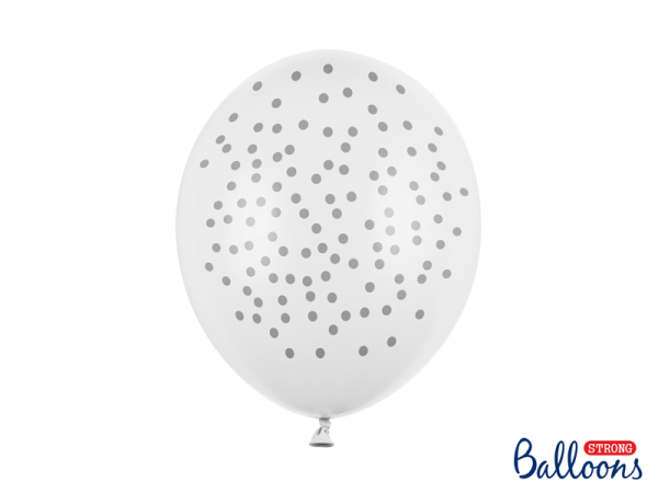 Balloons 30cm, Dots, Pastel Pure White (1 pkt / 6 pc.)