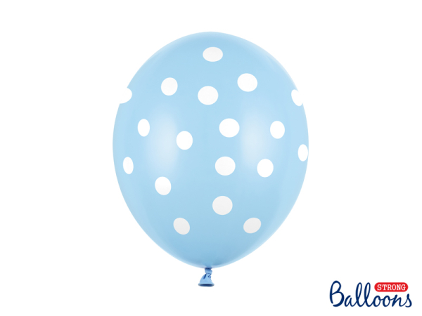 Balloons 30cm, Dots, Pastel Baby Blue (1 pkt / 6 pc.)