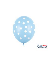 Balloons 30cm, Dots, Pastel Baby Blue (1 pkt / 50 pc.)