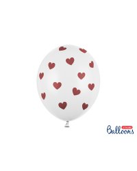 Balloons 30cm, Hearts, Pastel Pure White (1 pkt / 6 pc.)