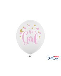 Balloons 30cm, It's a Girl, Pastel Pure White (1 pkt / 6 pc.)