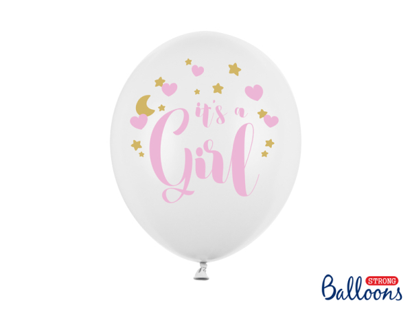 Balloons 30cm, It's a Girl, Pastel Pure White (1 pkt / 50 pc.)