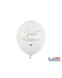 Balloons 30cm, Just Married, Pastel Pure White (1 pkt / 6 pc.)