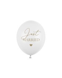 Balloons 30cm, Just Married, Pastel Pure White (1 pkt / 50 pc.)