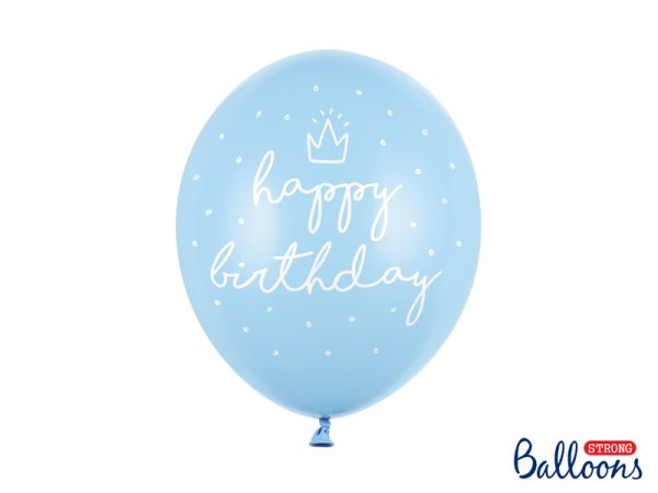 Strong Balloons 30cm, happy..., P. B. Blue (1 pkt / 50 pc.)