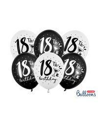 Strong Balloons 30cm, 18th! Birthday, mix (1 pkt / 6 pc.)