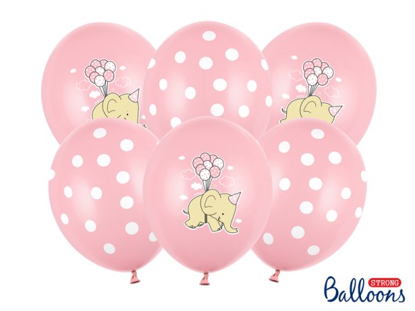 Balloons 30cm, Elephant, Pastel Pink Mix (1 pkt / 6 pc.)