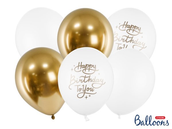 Balloons 30cm, Happy Birthday To You, mix (1 pkt / 6 pc.)