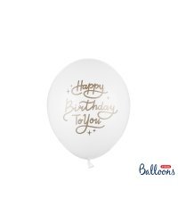 Balloons 30 cm, Happy Birthday To You, Pastel Pure White (1 pkt / 50 pc.)