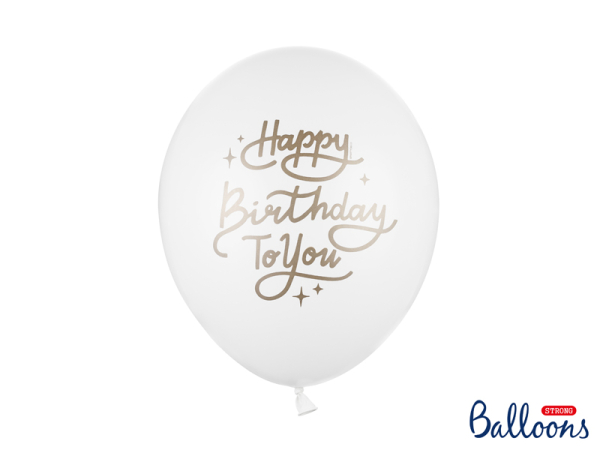 Balloons 30 cm, Happy Birthday To You, Pastel Pure White (1 pkt / 50 pc.)