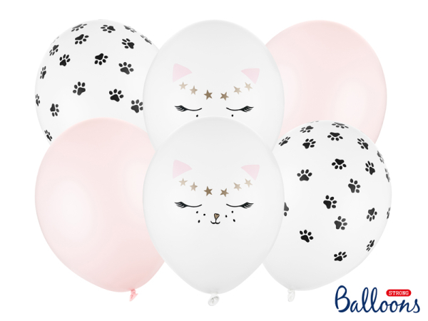 Balloons 30cm, Cat, mix (1 pkt / 6 pc.)