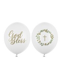 Balloons 30 cm, God Bless, Pastel Pure White (1 pkt / 50 pc.)