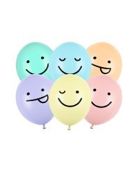 Balloons 30 cm, Faces, mix (1 pkt / 6 pc.)