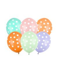 Balloons 30 cm, Dots, mix (1 pkt / 6 pc.)