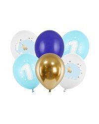 Balloons 30 cm, One year, Pastel Light Blue (1 pkt / 6 pc.)