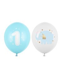 Balloons 30 cm, One year, Pastel Light Blue (1 pkt / 50 pc.)