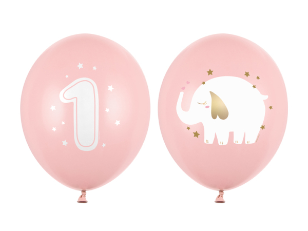 Balloons 30 cm, One year, Pastel Pale Pink (1 pkt / 50 pc.)