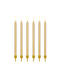 Birthday candles, plain, gold, 12.5cm (1 pkt / 12 pc.)