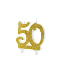 Birthday candle Number 50, gold, 7.5cm