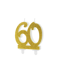 Birthday candle Number 60, gold, 7.5cm