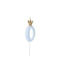 Birthday candle Number 0, light blue, 9.5cm