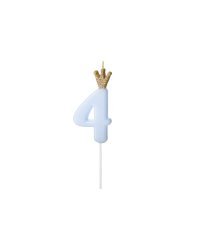 Birthday candle Number 4, light blue, 9.5cm