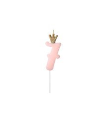 Birthday candle Number 7, light pink, 9.5cm