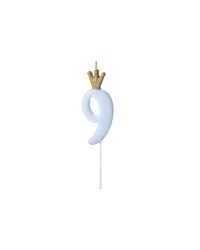 Birthday candle Number 9, light blue, 9.5cm