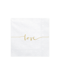 Napkins Love, gold, 33x33cm (1 pkt / 20 pc.)