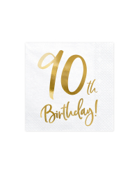 Napkins 90th Birthday, white, 33x33cm (1 pkt / 20 pc.)