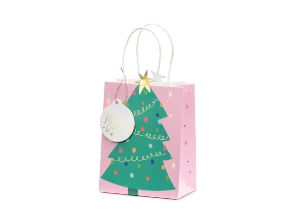 Gift bag Christmas tree , mix, 14x20.5x8cm