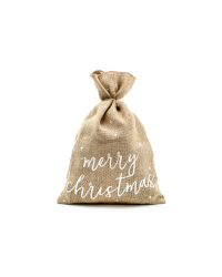 Jute sack Merry Christmas, white, 30x42cm