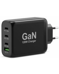 GaN Подача питания через порт и быстрая зарядка USB-C и USB-A мощностью 120 Вт зарядное устройство