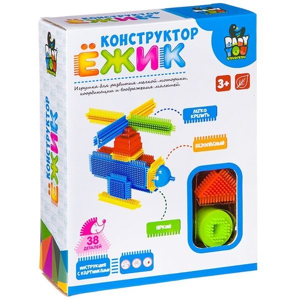 Конструктор. Ежик-вертолет, 38 деталей